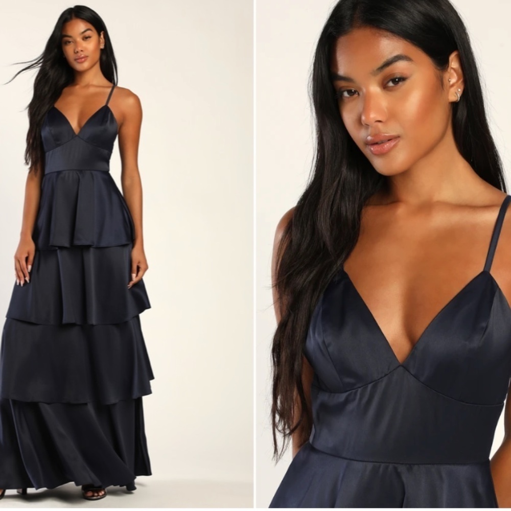 Lulu's Navy Blue Tiered Maxi Dress